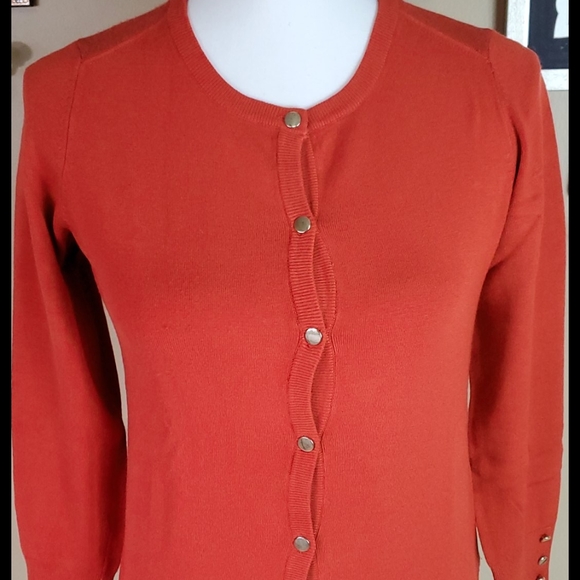 Zara Knit orange button down sweater - Picture 2 of 6